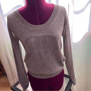 Stussy Metallic Silver Scoop Neck Sweater